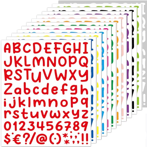 12 Bögen Buchstaben Aufkleber Bunte selbstklebende Sticker Buchstaben zum Aufkleben Wasserdichte Kinder klebebuchstaben Vinyl für Schultüte Dekorationskunst, Geschenkverpackung, Dekoration von SYQZMYA