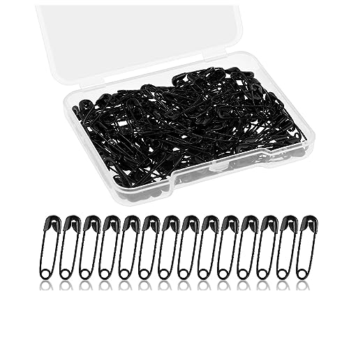 200 Stücke Sicherheitsnadeln,Langlebig scharf und rostet Nicht Safety pins,Einfachheit Drähte Mini Curved pins,für Kleidung dekorative Crafts Sewing Hemming Craft Rust Resistant schwarz 19mm Brooch. von SYQZMYA