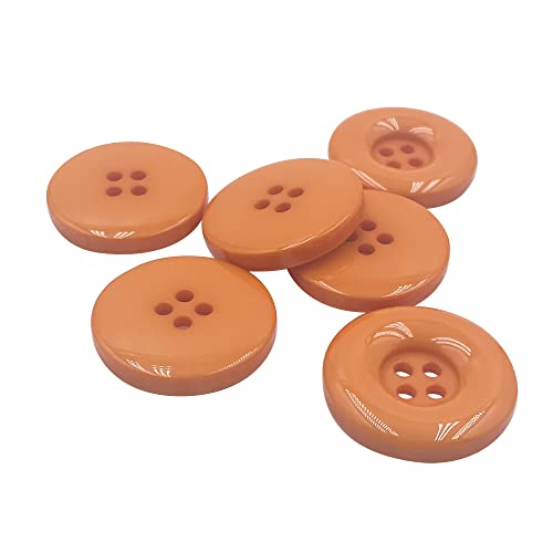 40 Stück Kunstharzknöpfe 2,5 cm rund 4 Löcher Knöpfe Mäntel Anzüge Hemden Hosen Knöpfe für DIY Kleidung Nähzubehör 25 mm (orange) A694 von SYSOLYWIN