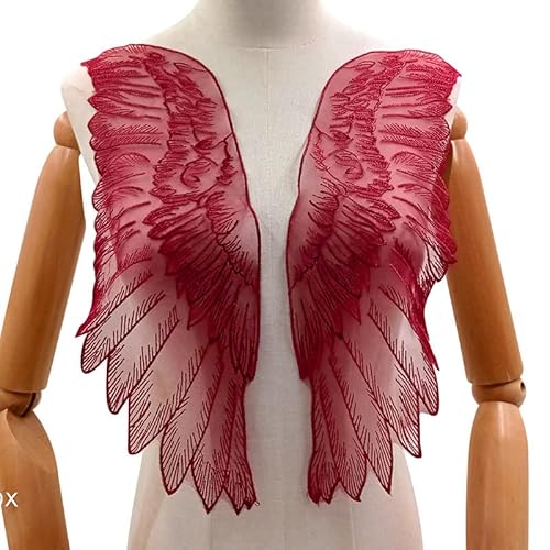 1 Paar 3D Stickerei Spitze Bestickte Tüll Flügel Applikation DIY Kleidung Zubehör Schulterflicken Spitzenapplikation Engel Patches Polyester Stoff DIY Kleidung Kleid Nähen Bastelbedarf Zubehör von SYSUII