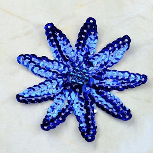 10 PCS Blumen Bestickte Patches zum Aufbügeln Glitzer Pailletten Bestickte Aufnäher zum Aufnähen Blumen Bügelflicken Patches Blumen Applikation für Hut,Jeans,Jacken Rucksäcke,DIY-Zubehör-Navy blau von SYSUII