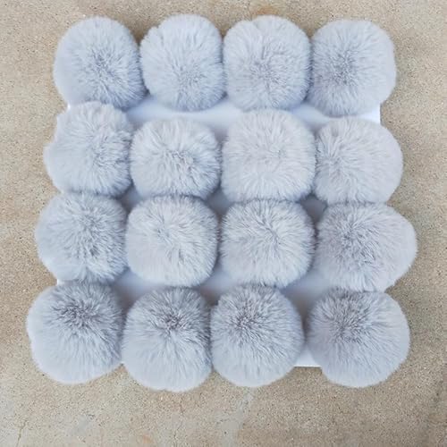 10 Stück 6CM Bommel für Mütze, Kunstfell Pompon Kunstfell Bommel Fellbommel Künstliche Fellbommel für StrickMützen und Beanies Weihnachtsdekoration Schlüsselanhänger Anhängern Dekoration -hellgrau von SYSUII