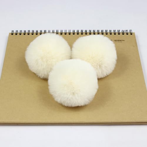 10 Stück 6cm Kunstfell Pompon Fellbommel Kunstfell Bommel Pompon Pom Ball DIY Fell Pom Poms für Damen Mädchen Mützen Beanies Tasche Weihnachtsdekoration Schlüsselanhänger Dekoration -Beige Weiße von SYSUII