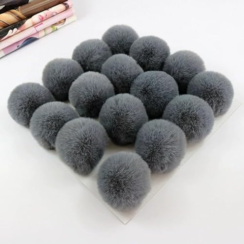 10 Stück 6cm Kunstfell Pompon Fellbommel Kunstfell Bommel Pompon Pom Ball DIY Fell Pom Poms für Damen Mädchen Mützen Beanies Tasche Weihnachtsdekoration Schlüsselanhänger Dekoration -Dunkelgrau von SYSUII