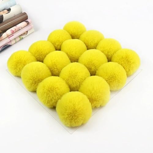 SYSUII 10 Stück 6cm Kunstfell Pompon Fellbommel Kunstfell Bommel Pompon Pom Ball DIY Fell Pom Poms für Damen Mädchen Mützen Beanies Tasche Weihnachtsdekoration Schlüsselanhänger Dekoration -Gelb von SYSUII