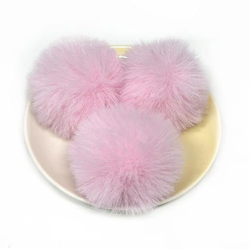 10 Stück 6cm Kunstfell Pompon Fellbommel Kunstfell Bommel Pompon Pom Ball DIY Fell Pom Poms für Damen Mädchen Mützen Beanies Tasche Weihnachtsdekoration Schlüsselanhänger Dekoration -Hell-Pink #2 von SYSUII