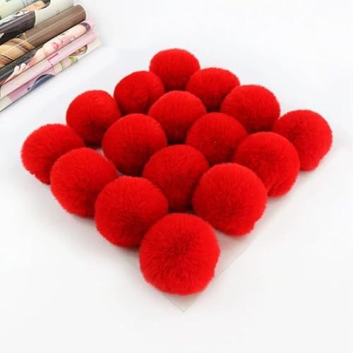 SYSUII 10 Stück 6cm Kunstfell Pompon Fellbommel Kunstfell Bommel Pompon Pom Ball DIY Fell Pom Poms für Damen Mädchen Mützen Beanies Tasche Weihnachtsdekoration Schlüsselanhänger Dekoration -Rot von SYSUII