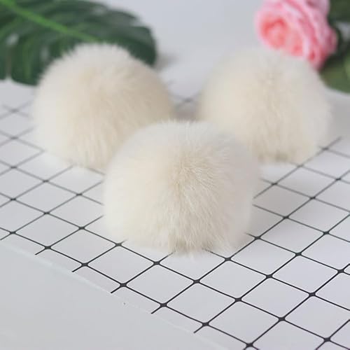 10 Stück 9CM Kunstfell Pompon,Kunstfell Bommel Fellbommel für Mützen Tasche Beanies Taschenanhänger Schlüsselanhänger Fellbommel DIY Fell Pom Poms für Schuhe Schals Anhängern Dekoration -Beige von SYSUII