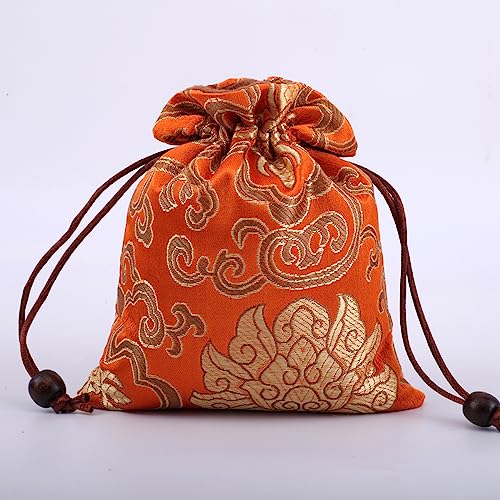 10 Stück Seide Schmuckbeutel 13*16cm Schmuckbeutel mit Kordelzug Chinesische Brokattasche Kleine Schmuck Aufbewahrungsbeutel Geschenksäckchen für Aufbewahrung von Schmuck, Juwelen, SüßIgkeiten von SYSUII