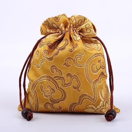 10 Stück Seide Schmuckbeutel 13*16cm Schmuckbeutel mit Kordelzug Chinesische Brokattasche Kleine Schmuck Aufbewahrungsbeutel Geschenksäckchen für Aufbewahrung von Schmuck, Juwelen, SüßIgkeiten von SYSUII