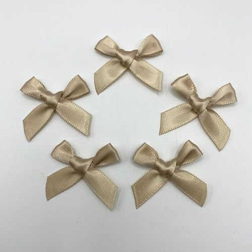 100 STK Mini Satinband Schleifen 3.5CM*3.2CM Mini Satin Schleifen Bowknot Klein Satin Band Bögen aus Polyester für Hochzeit Deko Karten DIY Basteln Handwerk Geschenkverpackungen -Sekt von SYSUII