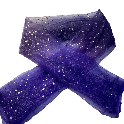 100cm* 150cm Chiffon Stoff Pailletten Stoffe Tüll Netzstoff Sternenhimmel Druck Stoffe zum Nähen zum Dekorieren Basteln Für Kleidung Dekoration Hochzeitszubehör Gardine Vorhänge Tischdecken Deko von SYSUII