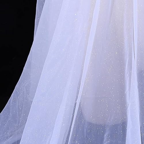 100cm* 160cm Organza Stoffe zum Nähen Meterware,Dekostoff Kostümstoff zum Nähen Leichter Glanz Glitzer Organza Tüllstoff Für Kleidung Dekoration Gardine Vorhänge Tischdecken Deko Schals -Weiß von SYSUII