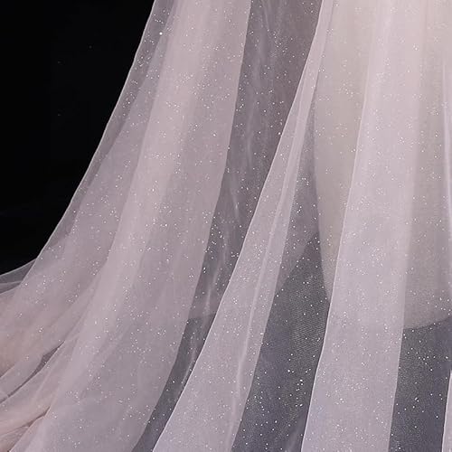 100cm* 160cm Organza Stoffe zum Nähen Meterware,Dekostoff Kostümstoff zum Nähen Leichter Glanz Glitzer Organza Tüllstoff Für Kleidung Dekoration Gardine Vorhänge Tischdecken Deko Schals -beige von SYSUII