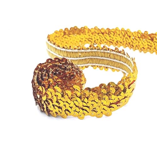 SYSUII 10M*30mm Paillettenband Glänzendes Zierband Paillettenband Glitzer Borte aus Dekoband Zierband FüR DIY NäHen KostüMe Handwerk Verzierungen Kleidung Kleid Dekoration Schmuckherstellung-Gold von SYSUII