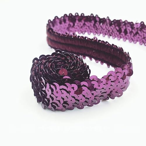 SYSUII 10M*30mm Paillettenband Glänzendes Zierband Paillettenband Glitzer Borte aus Dekoband Zierband FüR DIY NäHen KostüMe Handwerk Verzierungen Kleidung Kleid Dekoration Schmuckherstellung-Weinrot von SYSUII