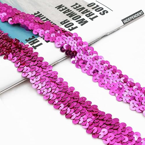 SYSUII 10M*30mm Paillettenband Glänzendes Zierband Paillettenband Glitzer Borte aus Dekoband Zierband FüR DIY NäHen KostüMe Handwerk Verzierungen Kleidung Kleid Dekoration Schmuckherstellung-rosarot von SYSUII