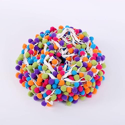 10m Pompon Borte, Rainbow Pom Bommelborte Bommelband Bommel Fringe Trimm Ball Fransen Quasten Trim Pom Poms Bälle Fransenbesatz Bunt für DIY Handwerk Kleid schal Hut Vorhang Dekoration Nähzubehör von SYSUII