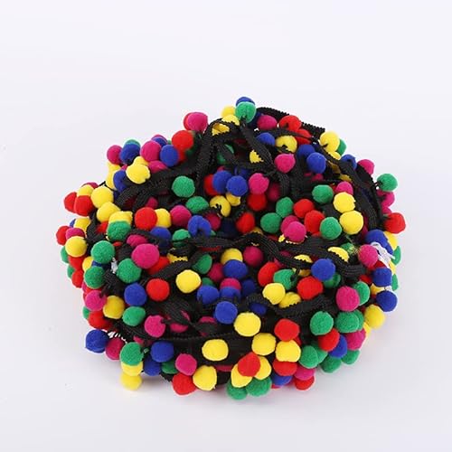 10m Pompon Borte, Rainbow Pom Bommelborte Bommelband Bommel Fringe Trimm Ball Fransen Quasten Trim Pom Poms Bälle Fransenbesatz Bunt für DIY Handwerk Kleid schal Hut Vorhang Dekoration Nähzubehör von SYSUII