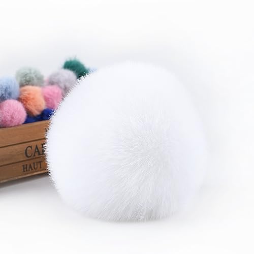 12 Stück Kunstfell Pompon Fellbommel 12cm Faux Fuchspelz Fellbommel Flauschig Plüsch Bälle Set zum Basteln Kunstpelz Pom Pom Ball für Damen Mädchen Tasche Mützen Anhängern Dekoration -Weiß von SYSUII