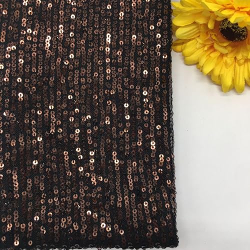 125cm * 1 Yard Bestickter 3D Pailletten-Stoff Sparkly Stoff glitzernder Stoff Glitzer Garn Tüll Deko Stoffe Glitzertüllstoff für DIY Tisch Tutu Rock Nähen Party Hochzeitsdekoration -braun von SYSUII