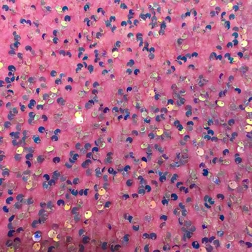 125cm * 1m Tüllstoff Paillettenstoff Glitzer Garn Tüll Deko Stoffe Kostümstoff zum Nähen glitzernder Stoff Tüll Pailletten-Stoff für DIY handgemachte Kleidung Hochzeit Kleid Dekoration-Rosa #3 von SYSUII