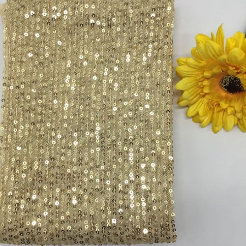 125cm * 2 Yard Bestickter 3D Pailletten-Stoff Sparkly Stoff glitzernder Stoff Glitzer Garn Tüll Deko Stoffe Glitzertüllstoff für DIY Tisch Tutu Rock Nähen Party Hochzeitsdekoration -Gold von SYSUII