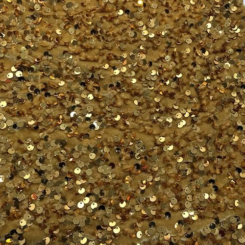 125cm * 2m Tüllstoff Paillettenstoff Glitzer Garn Tüll Deko Stoffe Kostümstoff zum Nähen glitzernder Stoff Tüll Pailletten-Stoff für DIY handgemachte Kleidung Hochzeit Kleid Dekoration-Gold von SYSUII