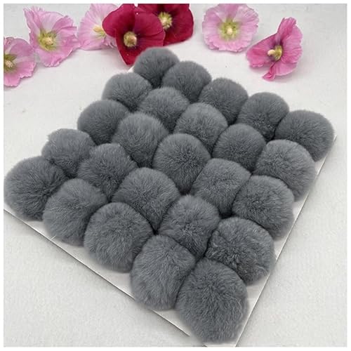 15 Stück 6cm Kunstfell Pompon Fellbommel Bommel Pelz Flauschigen Pompon Ball DIY Fell Pom Poms für Damen Mädchen Mützen Beanies Tasche Weihnachtsdekoration Schlüsselanhänger Dekoration -dunkelgrau von SYSUII