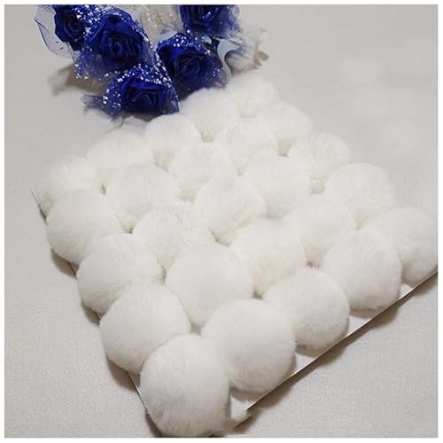 SYSUII 15 Stück 6cm Kunstfell Pompon Fellbommel Bommel Pelz Flauschigen Pompon Ball DIY Fell Pom Poms für Damen Mädchen Mützen Beanies Tasche Weihnachtsdekoration Schlüsselanhänger Dekoration -Weiße von SYSUII