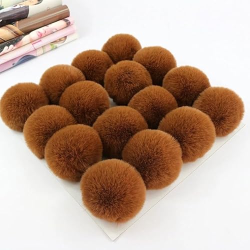 SYSUII 15 Stück 7cm Kunstfell Pompon Fellbommel Kunstfell Bommel Pompon Pom Ball DIY Fell Pom Poms für Damen Mädchen Mützen Beanies Tasche Weihnachtsdekoration Schlüsselanhänger Dekoration -Kaffee von SYSUII