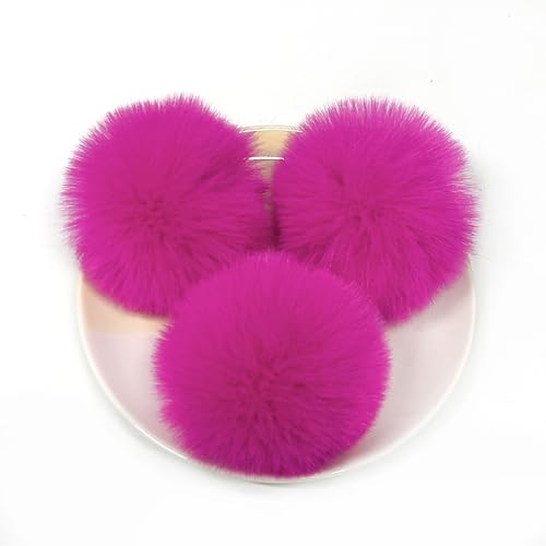 SYSUII 15 Stück 7cm Kunstfell Pompon Fellbommel Kunstfell Bommel Pompon Pom Ball DIY Fell Pom Poms für Damen Mädchen Mützen Beanies Tasche Weihnachtsdekoration Schlüsselanhänger Dekoration -Rose von SYSUII