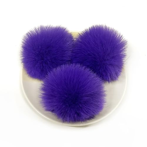 15 Stück 8cm Kunstfell Pompon Fellbommel Kunstfell Bommel Pompon Pom Ball DIY Fell Pom Poms für Damen Mädchen Mützen Beanies Tasche Weihnachtsdekoration Schlüsselanhänger Dekoration -Dunkellila von SYSUII