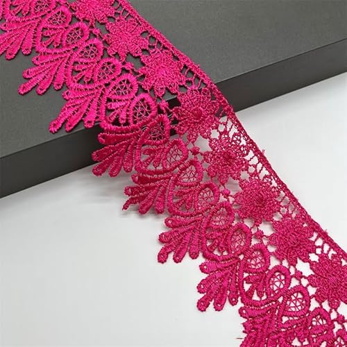 15 Yard Spitzenband, 8cm Breite Spitze mit Blumenmuster Spitze Band DIY Spitzenbordüre Zierband für Handwerk Dessous Hochzeitskleid Geschenkverpackung Dekorieren, Nahen Weihnachten -Rose Rot von SYSUII