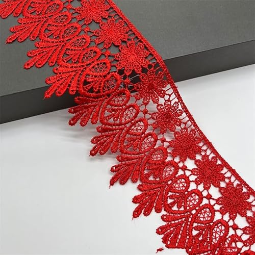 15 Yard Spitzenband, 8cm Breite Spitze mit Blumenmuster Spitze Band DIY Spitzenbordüre Zierband für Handwerk Dessous Hochzeitskleid Geschenkverpackung Dekorieren, Nahen Weihnachten -Rot von SYSUII