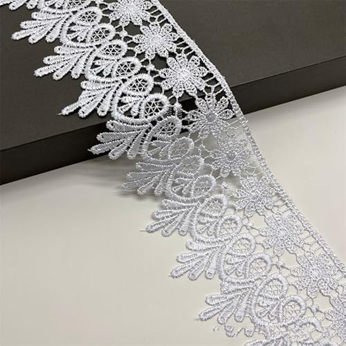 15 Yard Spitzenband, 8cm Breite Spitze mit Blumenmuster Spitze Band DIY Spitzenbordüre Zierband für Handwerk Dessous Hochzeitskleid Geschenkverpackung Dekorieren, Nahen Weihnachten -Weiß von SYSUII