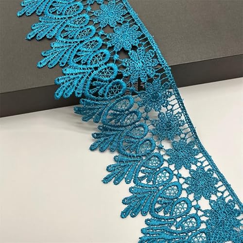 15 Yard Spitzenband, 8cm Breite Spitze mit Blumenmuster Spitze Band DIY Spitzenbordüre Zierband für Handwerk Dessous Hochzeitskleid Geschenkverpackung Dekorieren, Nahen Weihnachten -blau von SYSUII