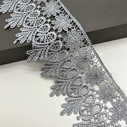 15 Yard Spitzenband, 8cm Breite Spitze mit Blumenmuster Spitze Band DIY Spitzenbordüre Zierband für Handwerk Dessous Hochzeitskleid Geschenkverpackung Dekorieren, Nahen Weihnachten -grau von SYSUII