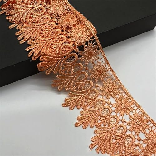 15 Yard Spitzenband, 8cm Breite Spitze mit Blumenmuster Spitze Band DIY Spitzenbordüre Zierband für Handwerk Dessous Hochzeitskleid Geschenkverpackung Dekorieren, Nahen Weihnachten -orange von SYSUII