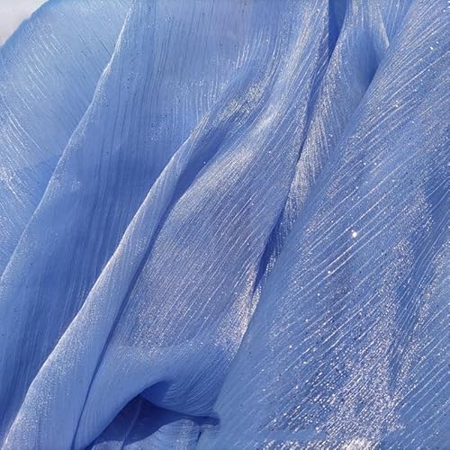 150cm*1m Organza Stoffe zum Nähen Tüllstoff Tüllrolle Glitzer Garn Tüll Deko Stoffe Glitzertüllstoff für Gardine Vorhänge Tischdecken Deko Schals DIY Tutu Rock Handwerk Party Deko -Blau von SYSUII