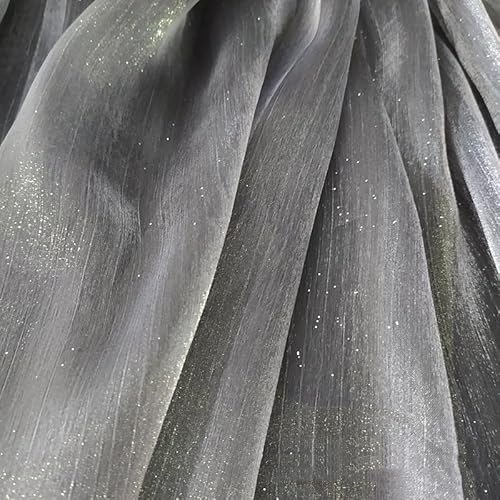 150cm*3m Organza Stoffe zum Nähen Tüllstoff Tüllrolle Glitzer Garn Tüll Deko Stoffe Glitzertüllstoff für Gardine Vorhänge Tischdecken Deko Schals DIY Tutu Rock Handwerk Party Deko -Grau von SYSUII