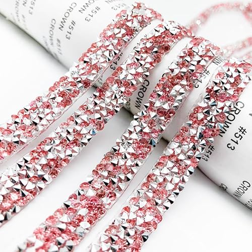 2 Yards 1.5cm Breite Selbstklebend Kristall Strass Diamant Band DIY Bling Diamant Aufkleber Bling Strass Band für Kunsthandwerk DIY Hochzeit Dekoration Party Handwerk Telefon-Rosa Silber von SYSUII