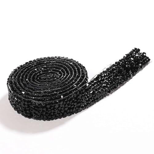 2 Yards Strassband Selbstklebend 1cm breit Glitzerband Strasssteine Band DIY Dekoration Aufkleber Kristall Strass Diamant Band für Handwerk Hochzeit Dekoration Telefon Party Dekoration DIY -Schwarz von SYSUII