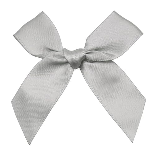 200 Stück Mini Satinband Schleifen, 7cm Satin Band Deko Schleifen Mini-Schleifen Klein Satin Band Schleife für Nähen,Scrapbooking,DIY Basteln Hochzeit Valentinstag Geschenkschleifen -Silber grau von SYSUII