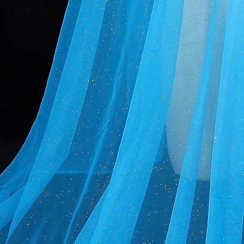 200cm*160cm Organza Stoffe zum Nähen Meterware,Dekostoff Kostümstoff zum Nähen Leichter Glanz Glitzer Organza Tüllstoff Für Kleidung Dekoration Gardine Vorhänge Tischdecken Deko Schals -Dunkelblau von SYSUII