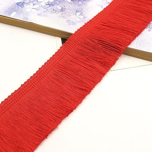 25m Länge 5cm Breite Quaste Seide Fransen Geschnitten Fransenborte Spitze Quaste Band DIY Zubehör Fransenborte für Bekleidungszubehör Nähen Handwerk Hochzeit Deko Handwerk & Dekoration,Rot von SYSUII