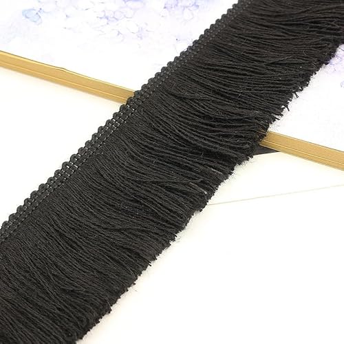 25m Länge 5cm Breite Quaste Seide Fransen Geschnitten Fransenborte Spitze Quaste Band DIY Zubehör Fransenborte für Bekleidungszubehör Nähen Handwerk Hochzeit Deko Handwerk & Dekoration,Schwarz von SYSUII