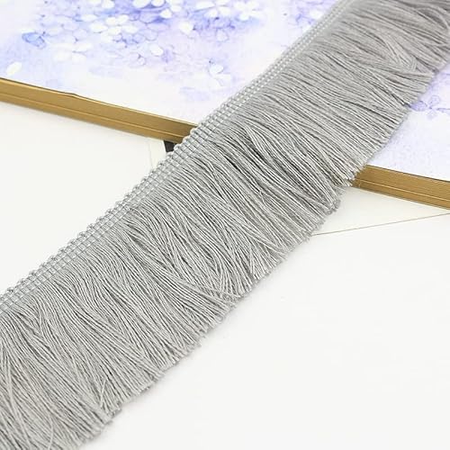 25m Länge 5cm Breite Quaste Seide Fransen Geschnitten Fransenborte Spitze Quaste Band DIY Zubehör Fransenborte für Bekleidungszubehör Nähen Handwerk Hochzeit Deko Handwerk & Dekoration,grau von SYSUII