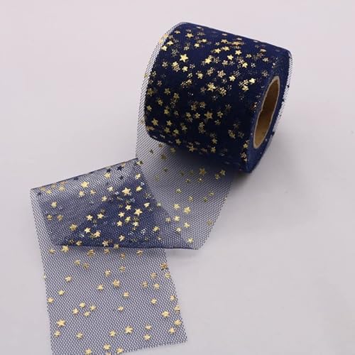 25m x 60 mm Geschenkband Dekoband Stern Muster DIY Basteln Geschenkboxen Verpackung Zierband Schleifenband Weihnachten Advent Band Tischdekoration zum Basteln Blumenklebeband zum Basteln -Navy Blau von SYSUII