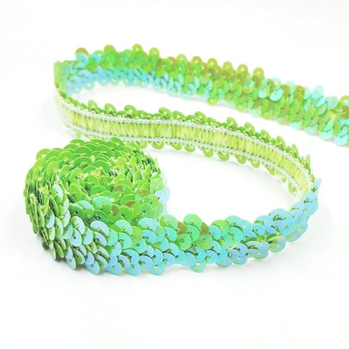 2cm* 25m Pailletten Bänder, Glänzendes Geflochten Zierband Pailletten Trim Paillettenborte Pailletten Band Paillettenbesatz für DIY Nähen Handwerk Tanzbekleidungen Armband Dekorationen -Grün #2 von SYSUII